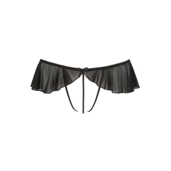 String ouvert à volants & perles noires - Cottelli